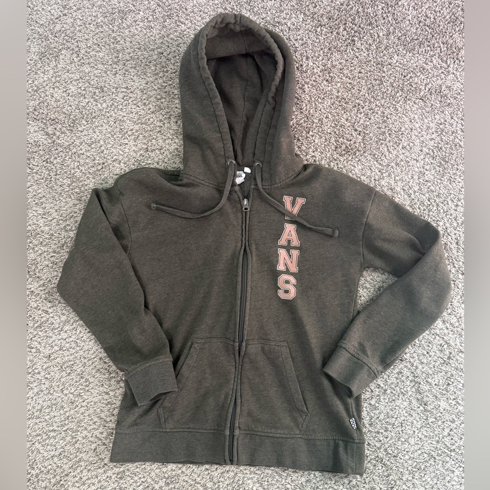 Women’s green vans front zip hoodie - size small